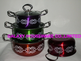 China sistema colorido del cookware 6/8pcs y cookware del acero inoxidable con el pote &cooking del diseño del seguidor proveedor