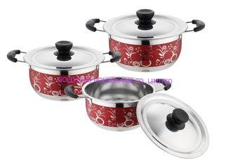 China el sistema vendedor caliente del cookware 6pcs con el color rojo &amp;16/18/20cm que cocinaba el cookware del pote &amp;16cm/18cm/20cm fijó en acero inoxidable proveedor