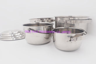 China equipo que acampa del viaje de las herramientas de la cocina 5pcs del 15,18,21,24,27cm que cocina la sopa de acero inoxidable de la tapa del lavabo de los sistemas que cocina el pote proveedor