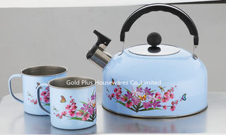 China Caldera de acero inoxidable de alta calidad del silbido de la caldera de té del regalo de la cocina de la promoción del festival con dos tazas proveedor