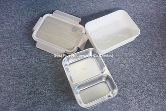 China La venta caliente modifica la caja de acero inoxidable de una sola capa de la comida para requisitos particulares del rectángulo del bocado del envase de comida con 2 compartimientos proveedor