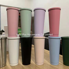 China Diversas tazas del vaso del color con las tazas de té dobles de acero inoxidables de la leche de la pared del vaso de la paja para la Navidad proveedor