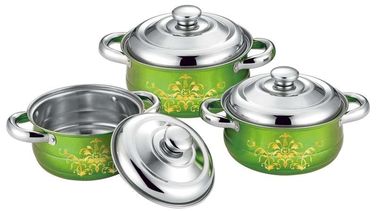 rojo determinado del cookware de 6 PC + acero inoxidable determinado del &cookwere de la flor y 16/18/20 pote común colorido del cm proveedor