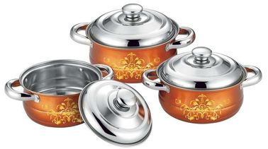 rojo determinado del cookware de 6 PC + acero inoxidable determinado del &cookwere de la flor y 16/18/20 pote común colorido del cm proveedor