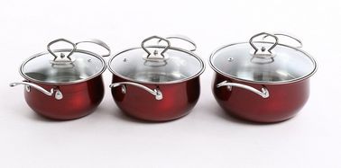 el sistema vendedor caliente del cookware 6pcs con el color rojo &16/18/20cm que cocinaba el cookware del pote &16cm/18cm/20cm fijó en acero inoxidable proveedor