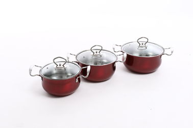 el sistema vendedor caliente del cookware 6pcs con el color rojo &16/18/20cm que cocinaba el cookware del pote &16cm/18cm/20cm fijó en acero inoxidable proveedor