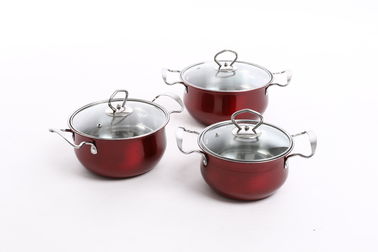 el sistema vendedor caliente del cookware 6pcs con el color rojo &16/18/20cm que cocinaba el cookware del pote &16cm/18cm/20cm fijó en acero inoxidable proveedor