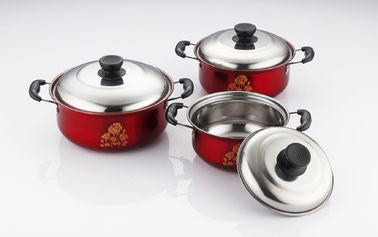 el sistema vendedor caliente del cookware 6pcs con el color rojo &16/18/20cm que cocinaba el cookware del pote &16cm/18cm/20cm fijó en acero inoxidable proveedor