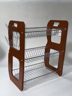 Estante para platos de 17 piezas, 3 niveles, escurridor de cuencos, escurre el agua, con forma de casa, acero inoxidable + PP, de 16 a 22 platos proveedor