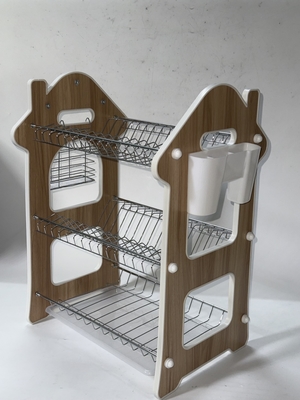 Estante para platos de 17 piezas, 3 niveles, escurridor de cuencos, escurre el agua, con forma de casa, acero inoxidable + PP, de 16 a 22 platos proveedor