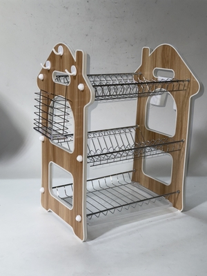 Estante para platos de 17 piezas, 3 niveles, escurridor de cuencos, escurre el agua, con forma de casa, acero inoxidable + PP, de 16 a 22 platos proveedor