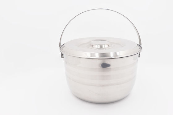 equipo que acampa del viaje de las herramientas de la cocina 5pcs del 15,18,21,24,27cm que cocina la sopa de acero inoxidable de la tapa del lavabo de los sistemas que cocina el pote proveedor