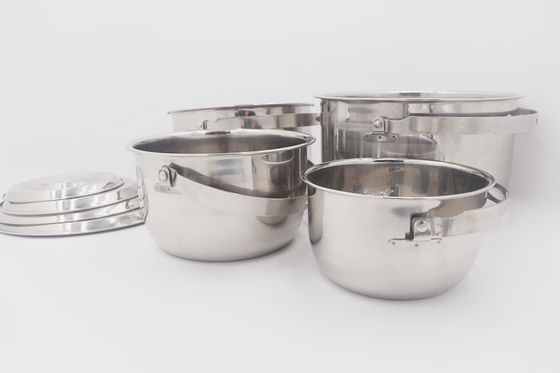 equipo que acampa del viaje de las herramientas de la cocina 5pcs del 15,18,21,24,27cm que cocina la sopa de acero inoxidable de la tapa del lavabo de los sistemas que cocina el pote proveedor