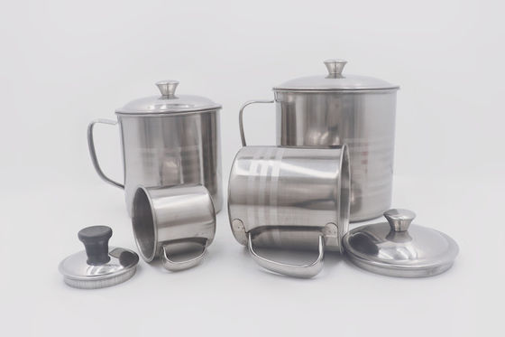 taza de acero de acero inoxidable del metal barato del café de la taza del agua de los 9cm Drinkware con la tapa proveedor