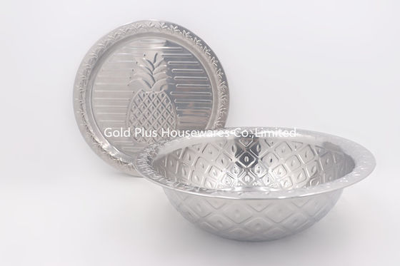 cuenco de ensalada seguro de acero del metal del Cookware de los 32cm grande alrededor del lavabo de mezcla profundo con la tapa del modelo proveedor