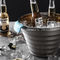 Cubo de hielo de acero inoxidable de la cerveza de los 25cm del hierro del metal de la plata del barril promocional del vintage con la manija plástica dos proveedor