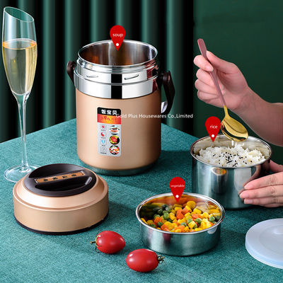 Cubo portátil de la preservación del calor del vacío de la fábrica del aislamiento del guisado de las latas del metal del regalo del logotipo de encargo de acero directo de la promoción proveedor