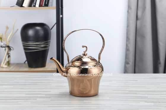 1L.1.5L, pote largo del café de la manija del diseño 2L del hogar de la caldera especial del agua subió la tetera irrompible de acero del metal del color oro proveedor