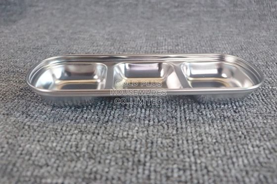 Mancha rectangular de la fábrica china que sumerge platos de porción de los restaurantes de las placas 3 platos divididos compartimiento de la salsa proveedor